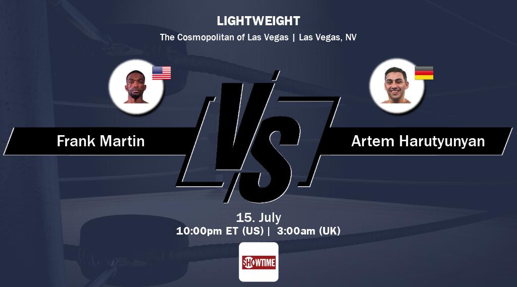 Figth between Frank Martin and Artem Harutyunyan will be shown live on Showtime(US).