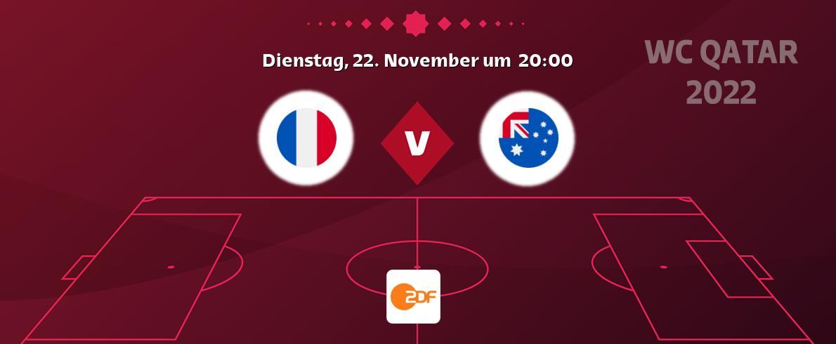 Das Spiel zwischen Frankreich und Australien wird am Dienstag, 22. November um  20:00, live vom ZDF übertragen.