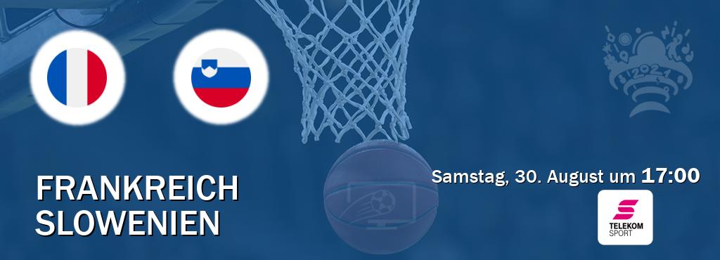 Das Spiel zwischen Frankreich und Slowenien wird am Samstag, 30. August um 17:00, live vom Magenta Sport übertragen. Das Spiel zwischen Frankreich und Slowenien wird am Samstag, 30. August um 17:00, live vom Magenta Sport übertragen.