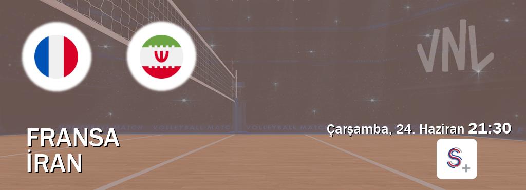 Karşılaşma Fransa - İran S Sport +'den canlı yayınlanacak (Çarşamba, 24. Haziran 21:30). Karşılaşma Fransa - İran S Sport +'den canlı yayınlanacak (Çarşamba, 24. Haziran 21:30).
