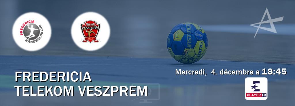 Match entre Fredericia et Telekom Veszprem en direct à la Eurosport Player FR (mercredi,  4. décembre a  18:45).