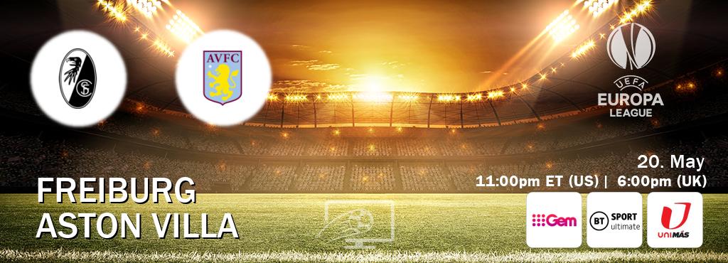You can watch game live between Freiburg and Aston Villa on 9Gem(AU), TNT Sports Ultimate(UK), UniMas Eastern(US). You can watch game live between Freiburg and Aston Villa on 9Gem(AU), TNT Sports Ultimate(UK), UniMas Eastern(US).