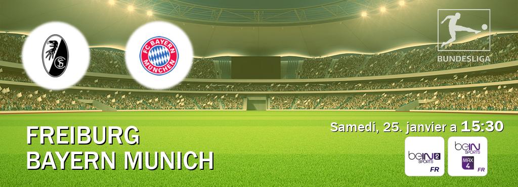 Match entre Freiburg et Bayern Munich en direct à la beIN Sports 2 et beIN Sports 4 Max (samedi, 25. janvier a  15:30).