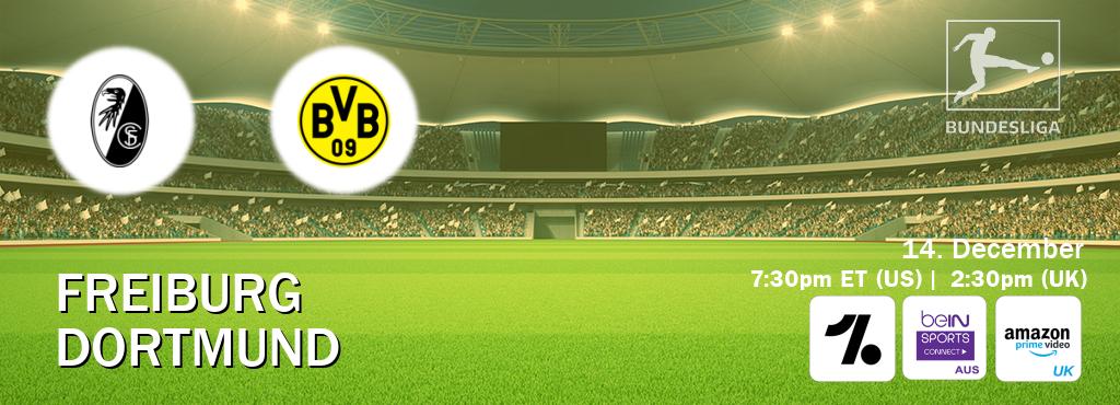 You can watch game live between Freiburg and Dortmund on OneFootball, beIN Sports Connect(AU), Amazon Prime Video UK(UK). You can watch game live between Freiburg and Dortmund on OneFootball, beIN Sports Connect(AU), Amazon Prime Video UK(UK).