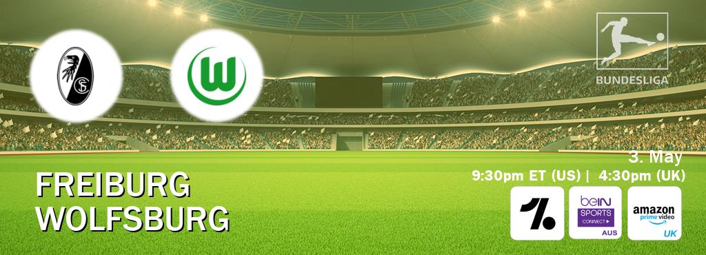 You can watch game live between Freiburg and Wolfsburg on OneFootball, beIN Sports Connect(AU), Amazon Prime Video UK(UK).