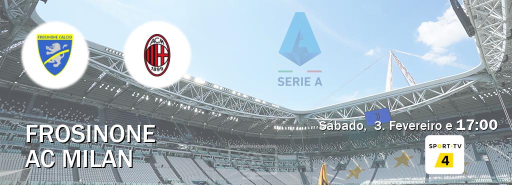 Jogo entre Frosinone e AC Milan tem emissão Sport TV 4 (Sábado,  3. Fevereiro e  17:00).