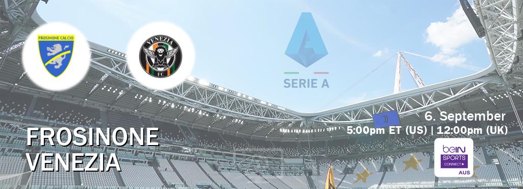 You can watch game live between Frosinone and Venezia on beIN Sports Connect(AU). You can watch game live between Frosinone and Venezia on beIN Sports Connect(AU).