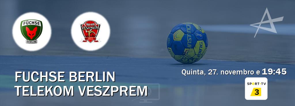 Jogo entre Fuchse Berlin e Telekom Veszprem tem emissão Sport TV 3 (quinta, 27. novembro e  19:45).