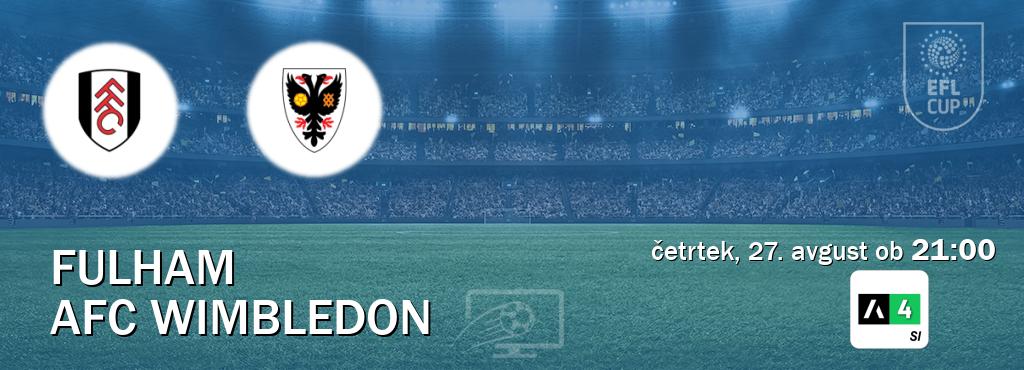 Prenos tekme med Fulham in AFC Wimbledon v živo na Arena Sport 4 (četrtek, 27. avgust ob  21:00 uri).