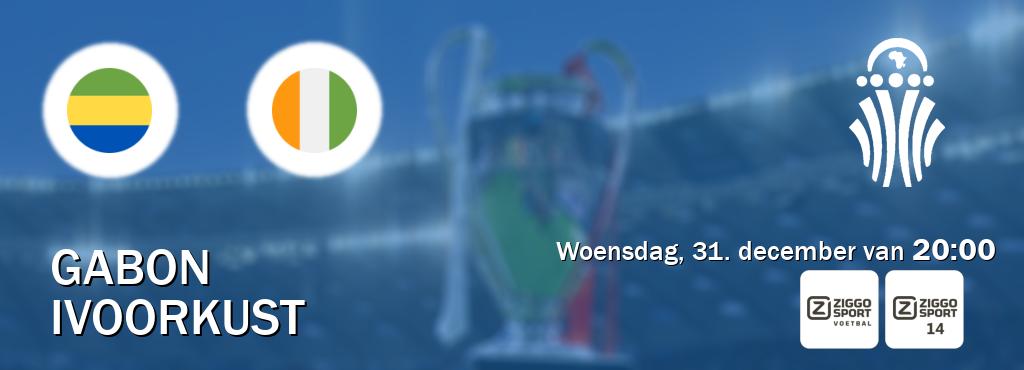 Wedstrijd tussen Gabon en Ivoorkust live op tv bij Ziggo Sport, Ziggo Sport 14 (woensdag, 31. december van  20:00).