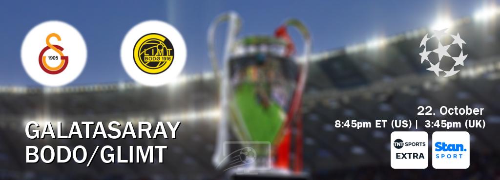 You can watch game live between Galatasaray and Bodo/Glimt on TNT Sports Extra(UK) and Stan Sport(AU). You can watch game live between Galatasaray and Bodo/Glimt on TNT Sports Extra(UK) and Stan Sport(AU).