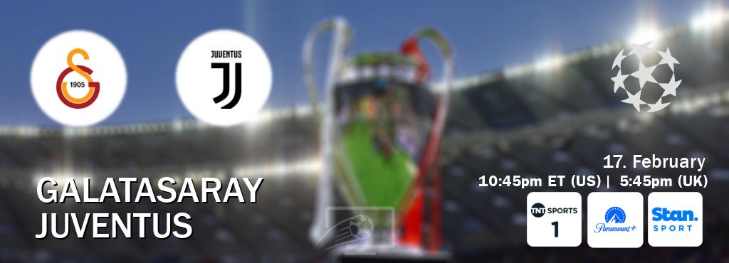 You can watch game live between Galatasaray and Juventus on TNT Sports 1(UK), Paramount+(US), Stan Sport(AU).