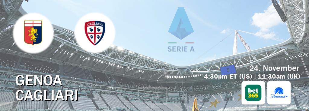 You can watch game live between Genoa and Cagliari on bet365(UK) and Paramount+(US).