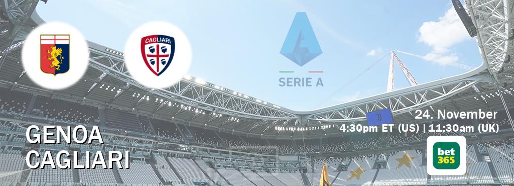 You can watch game live between Genoa and Cagliari on bet365(UK).