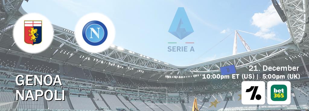 You can watch game live between Genoa and Napoli on OneFootball and bet365(UK).