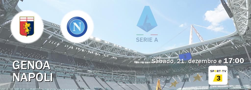 Jogo entre Genoa e Napoli tem emissão Sport TV 3 (sábado, 21. dezembro e  17:00).