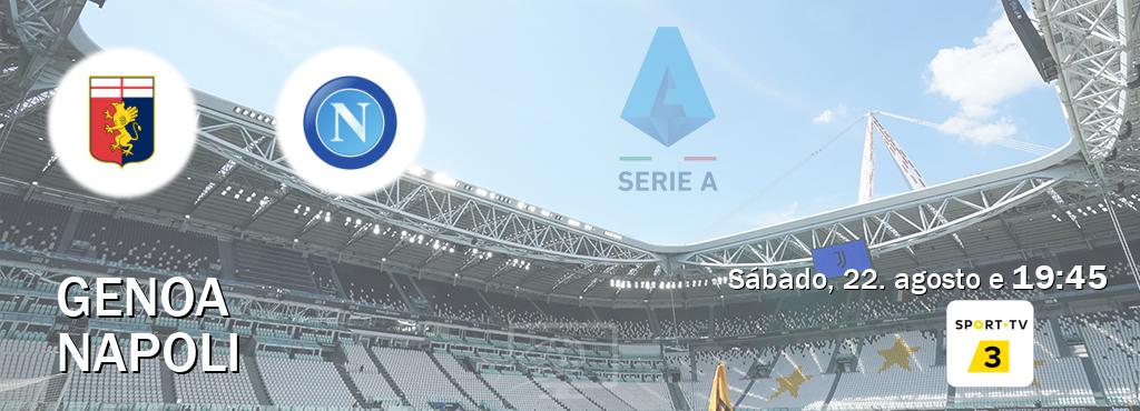 Jogo entre Genoa e Napoli tem emissão Sport TV 3 (sábado, 22. agosto e  19:45).