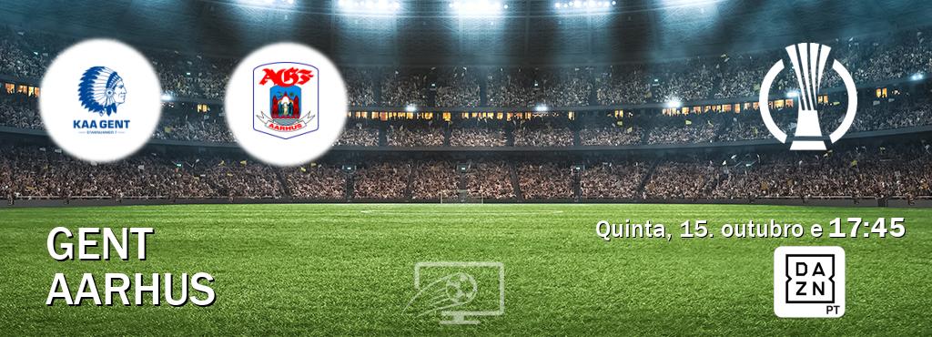 Jogo entre Gent e Aarhus tem emissão DAZN (quinta, 15. outubro e  17:45).