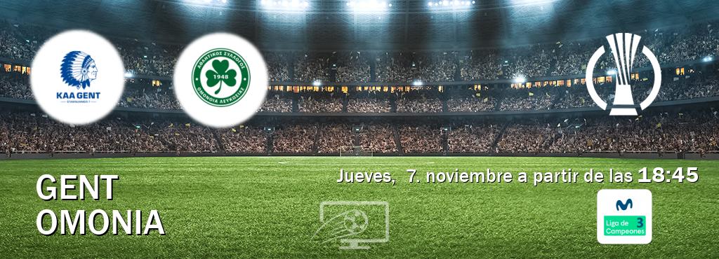 El partido entre Gent y Omonia será retransmitido por Movistar Liga de Campeones 3 (jueves,  7. noviembre a partir de las  18:45).