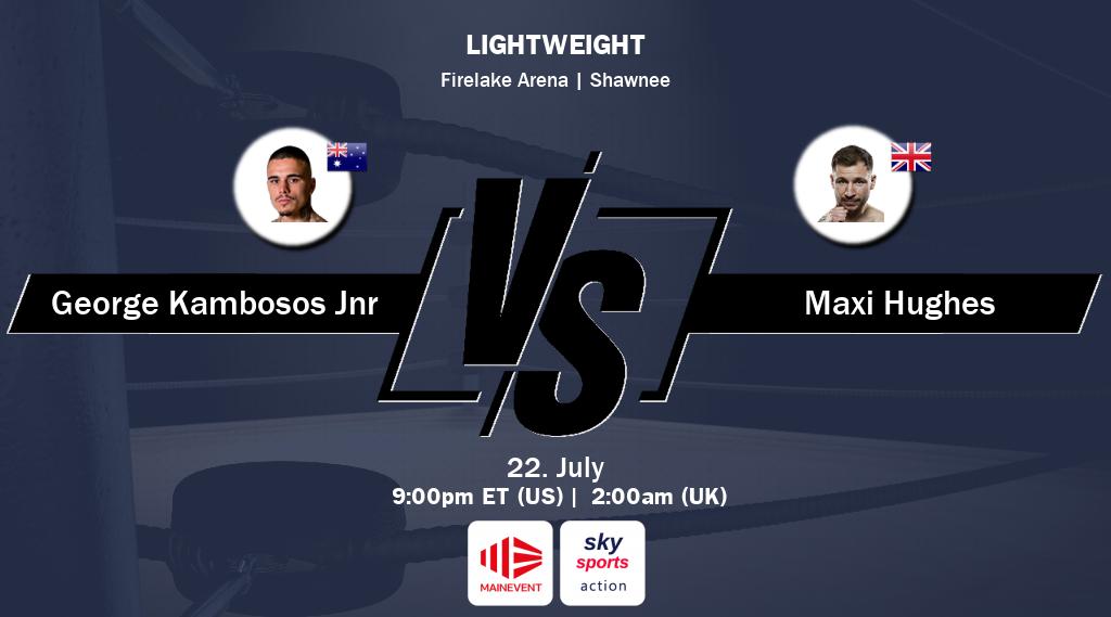 Figth between George Kambosos Jnr and Maxi Hughes will be shown live on Main Event(AU) and Sky Sports Action(UK).