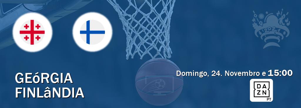 Jogo entre Geórgia e Finlândia tem emissão DAZN (Domingo, 24. Novembro e  15:00).