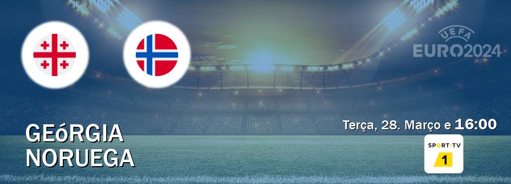 Jogo entre Geórgia e Noruega tem emissão Sport TV 1 (Terça, 28. Março e  16:00).