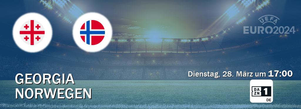 Das Spiel zwischen Georgia und Norwegen wird am Dienstag, 28. März um  17:00, live vom DAZN 1 Deutschland übertragen.