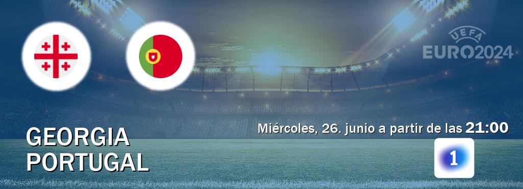 El partido entre Georgia y Portugal será retransmitido por LA 1 (miércoles, 26. junio a partir de las  21:00).