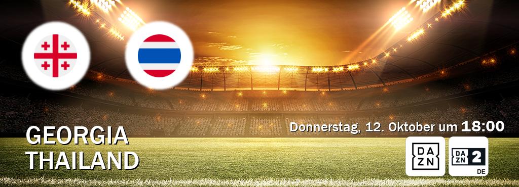 Das Spiel zwischen Georgia und Thailand wird am Donnerstag, 12. Oktober um  18:00, live vom DAZN und DAZN 2 Deutschland übertragen.