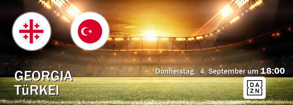 Das Spiel zwischen Georgia und Türkei wird am Donnerstag, 4. September um 18:00, live vom DAZN übertragen. Das Spiel zwischen Georgia und Türkei wird am Donnerstag, 4. September um 18:00, live vom DAZN übertragen.