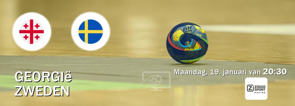 Wedstrijd tussen Georgië en Zweden live op tv bij Ziggo Sport 3 (maandag, 19. januari van  20:30).