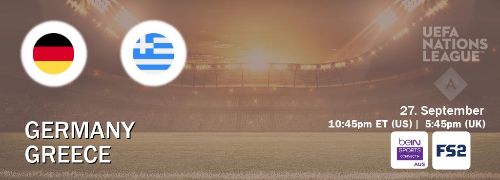You can watch game live between Germany and Greece on beIN Sports Connect(AU) and FOX Sports 2(US).