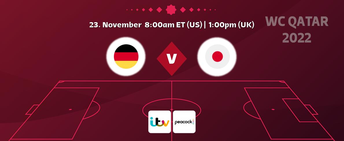 You can watch game live between Germany and Japan on ITV and Peacock.