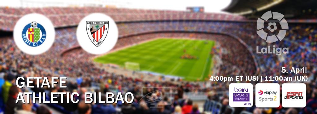 You can watch game live between Getafe and Athletic Bilbao on beIN Sports Connect(AU), Viaplay Sports 2(UK), ESPN Deportes(US).