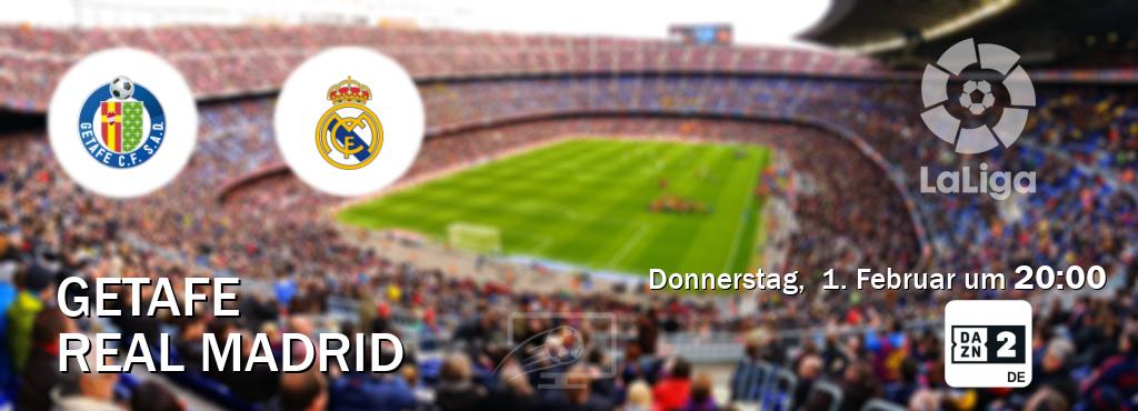 Das Spiel zwischen Getafe und Real Madrid wird am Donnerstag,  1. Februar um  20:00, live vom DAZN 2 Deutschland übertragen.