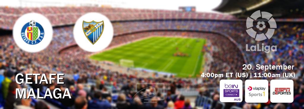 You can watch game live between Getafe and Malaga on beIN Sports Connect(AU), Viaplay Sports 1(UK), ESPN Deportes(US).