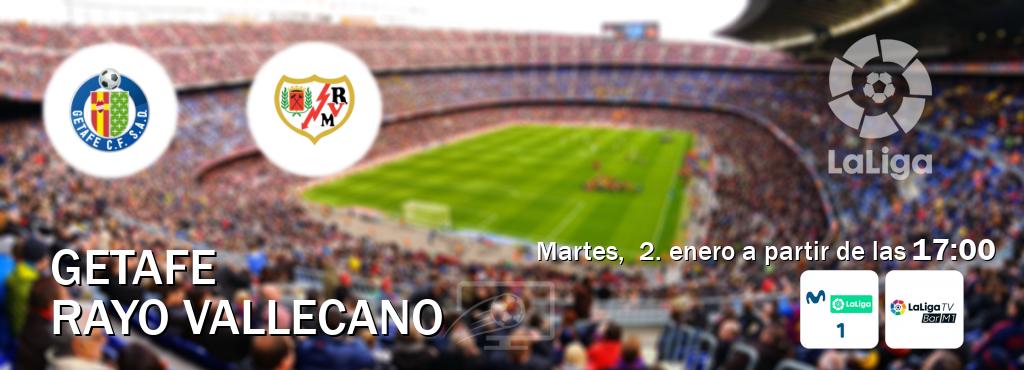 El partido entre Getafe y Rayo Vallecano será retransmitido por M. LaLiga 1 y La Liga TV Bar M1 (martes,  2. enero a partir de las  17:00).