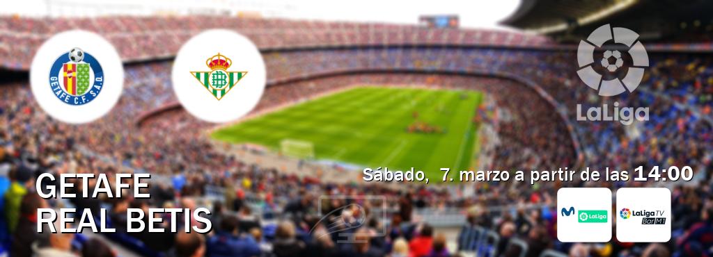 El partido entre Getafe y Real Betis será retransmitido por M. LaLiga y La Liga TV Bar M1 (sábado,  7. marzo a partir de las  14:00).