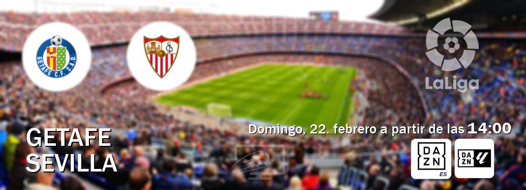 El partido entre Getafe y Sevilla será retransmitido por DAZN España y DAZN Laliga (domingo, 22. febrero a partir de las 14:00). El partido entre Getafe y Sevilla será retransmitido por DAZN España y DAZN Laliga (domingo, 22. febrero a partir de las 14:00).