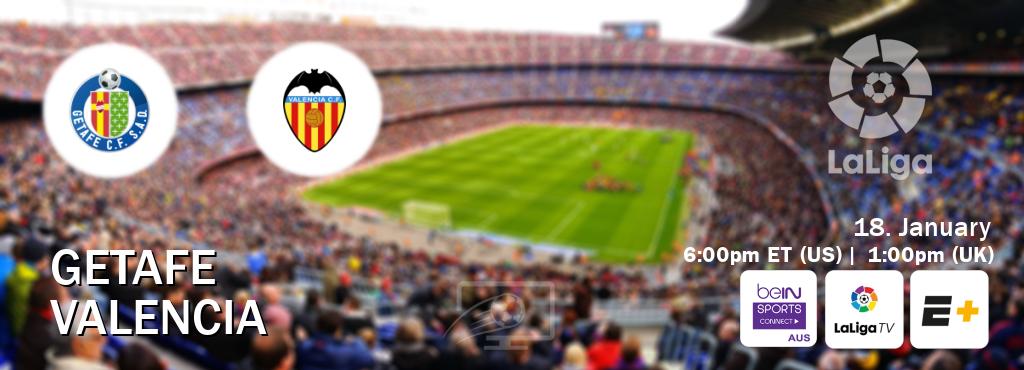 You can watch game live between Getafe and Valencia on beIN Sports Connect(AU), LaLiga TV(UK), ESPN+(US).