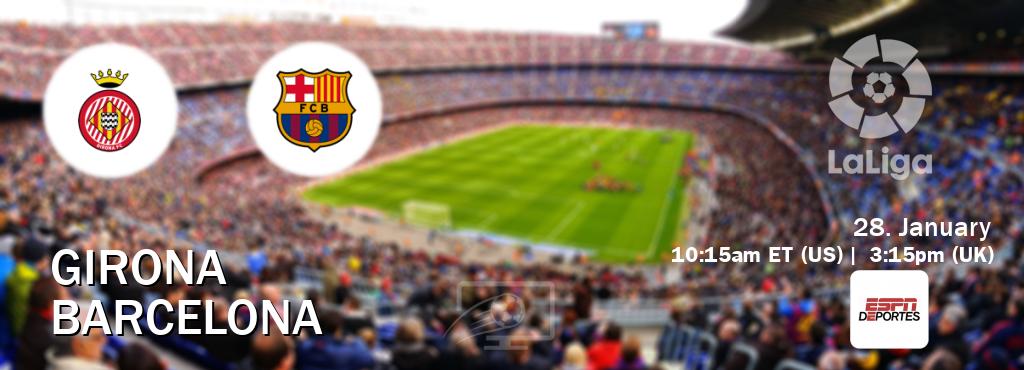 You can watch game live between Girona and Barcelona on ESPN Deportes.