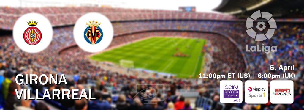 You can watch game live between Girona and Villarreal on beIN Sports Connect(AU), Viaplay Sports 1(UK), ESPN Deportes(US).