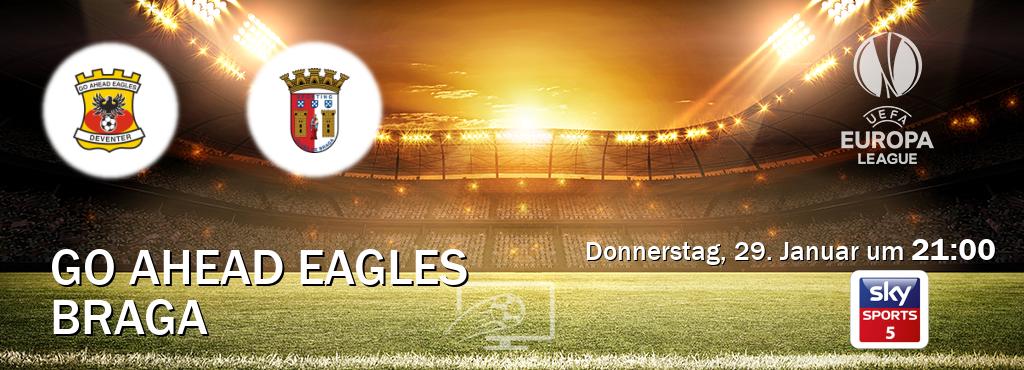 Das Spiel zwischen Go Ahead Eagles und Braga wird am Donnerstag, 29. Januar um  21:00, live vom Sky Sport 5 übertragen.