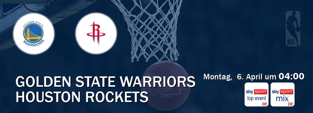 Das Spiel zwischen Golden State Warriors und Houston Rockets wird am Montag, 6. April um 04:00, live vom Sky Sport Top Event und Sky Sport Mix übertragen. Das Spiel zwischen Golden State Warriors und Houston Rockets wird am Montag, 6. April um 04:00, live vom Sky Sport Top Event und Sky Sport Mix übertragen.