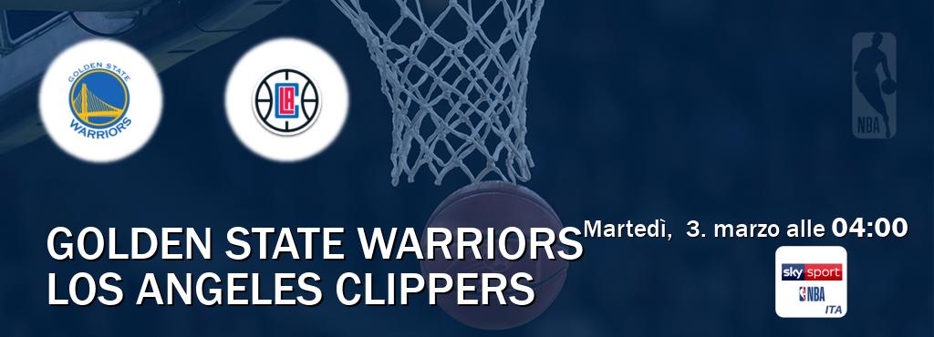 Il match Golden State Warriors - Los Angeles Clippers sarà trasmesso in diretta TV su Sky Sport NBA (ore 04:00)
