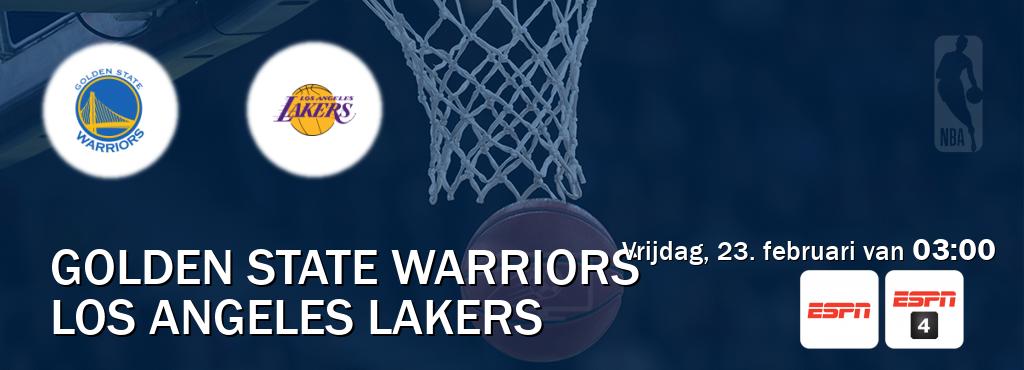 Wedstrijd tussen Golden State Warriors en Los Angeles Lakers live op tv bij ESPN 1, ESPN 4 (vrijdag, 23. februari van  03:00).