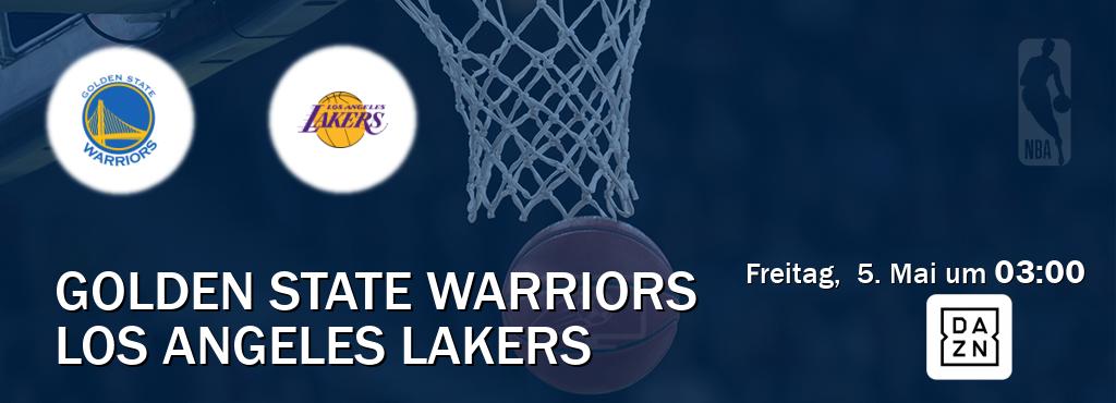 Das Spiel zwischen Golden State Warriors und Los Angeles Lakers wird am Freitag,  5. Mai um  03:00, live vom DAZN übertragen.