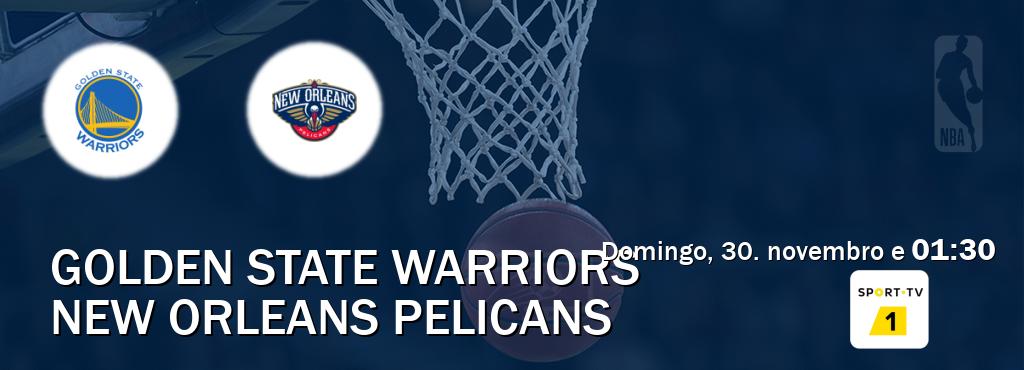 Jogo entre Golden State Warriors e New Orleans Pelicans tem emissão Sport TV 1 (domingo, 30. novembro e 01:30). Jogo entre Golden State Warriors e New Orleans Pelicans tem emissão Sport TV 1 (domingo, 30. novembro e 01:30).