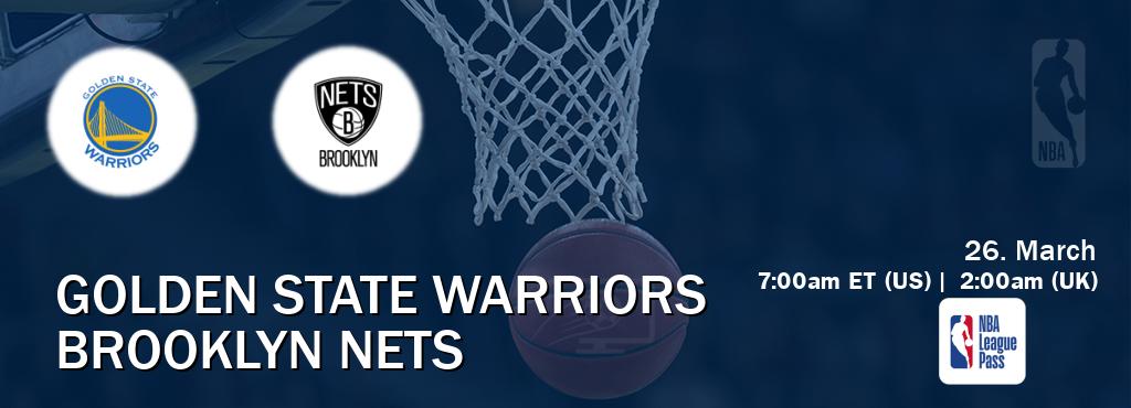 You can watch game live between Golden State Warriors and Brooklyn Nets on NBA League Pass.