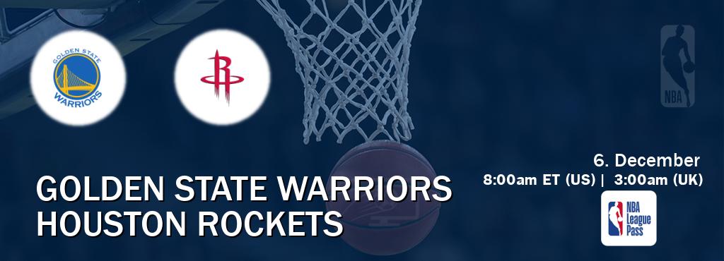 You can watch game live between Golden State Warriors and Houston Rockets on NBA League Pass.